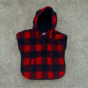 Cat & Jack Girls Buffalo Plaid Fleece Hooded Poncho in XS/S